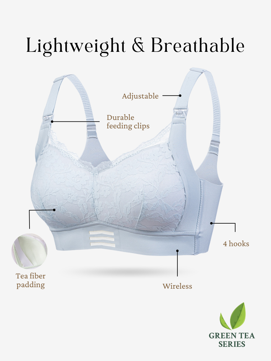 Premium Green Tea Lace Top Open Nursing Bra