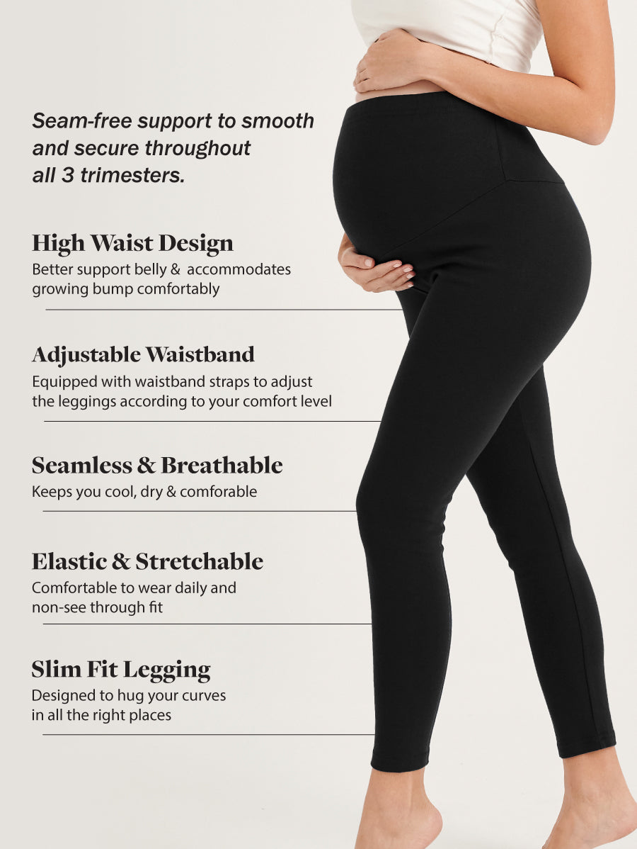 Black Slim Fit Stretchable High Waist Maternity Legging