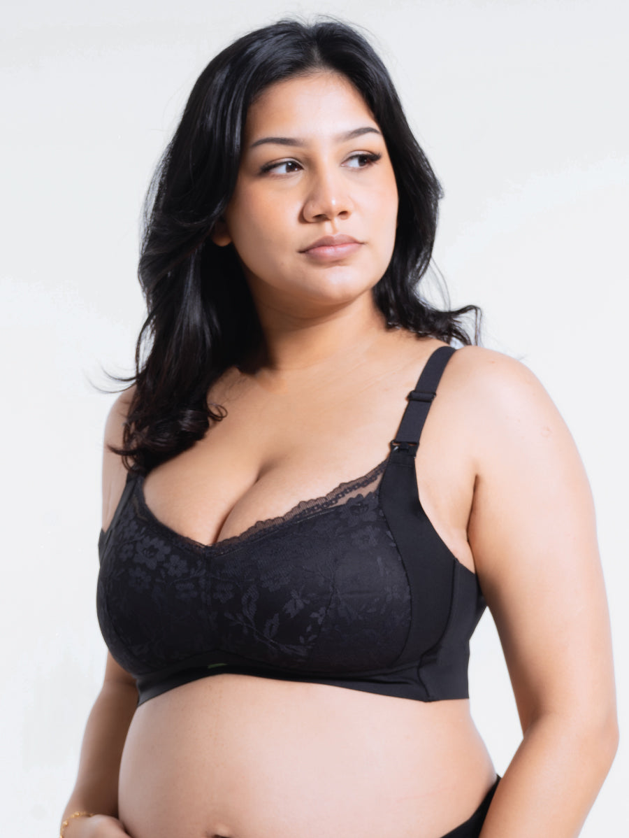 Premium Green Tea Lace Top Open Nursing Bra