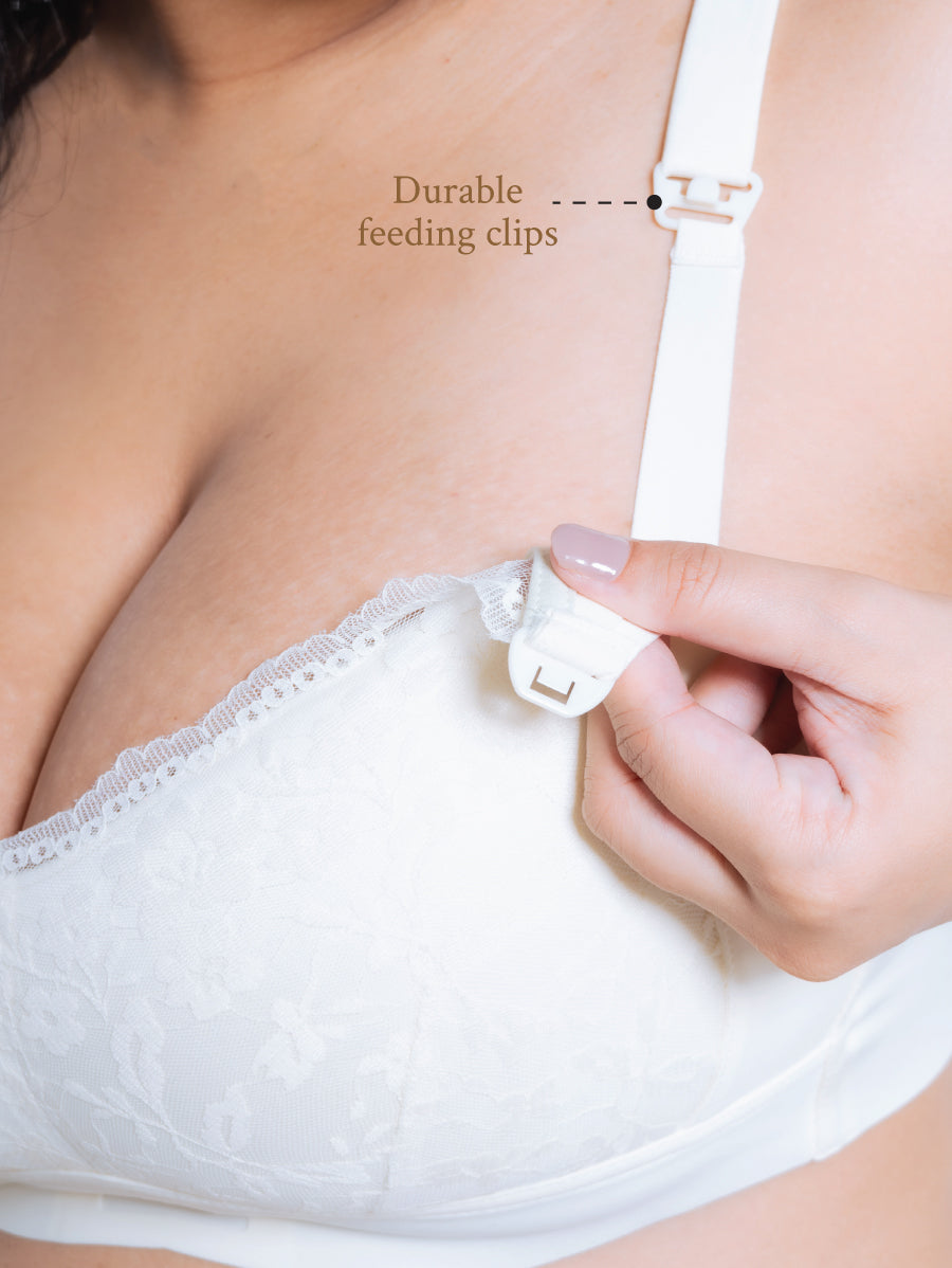 Premium Green Tea Lace Top Open Nursing Bra