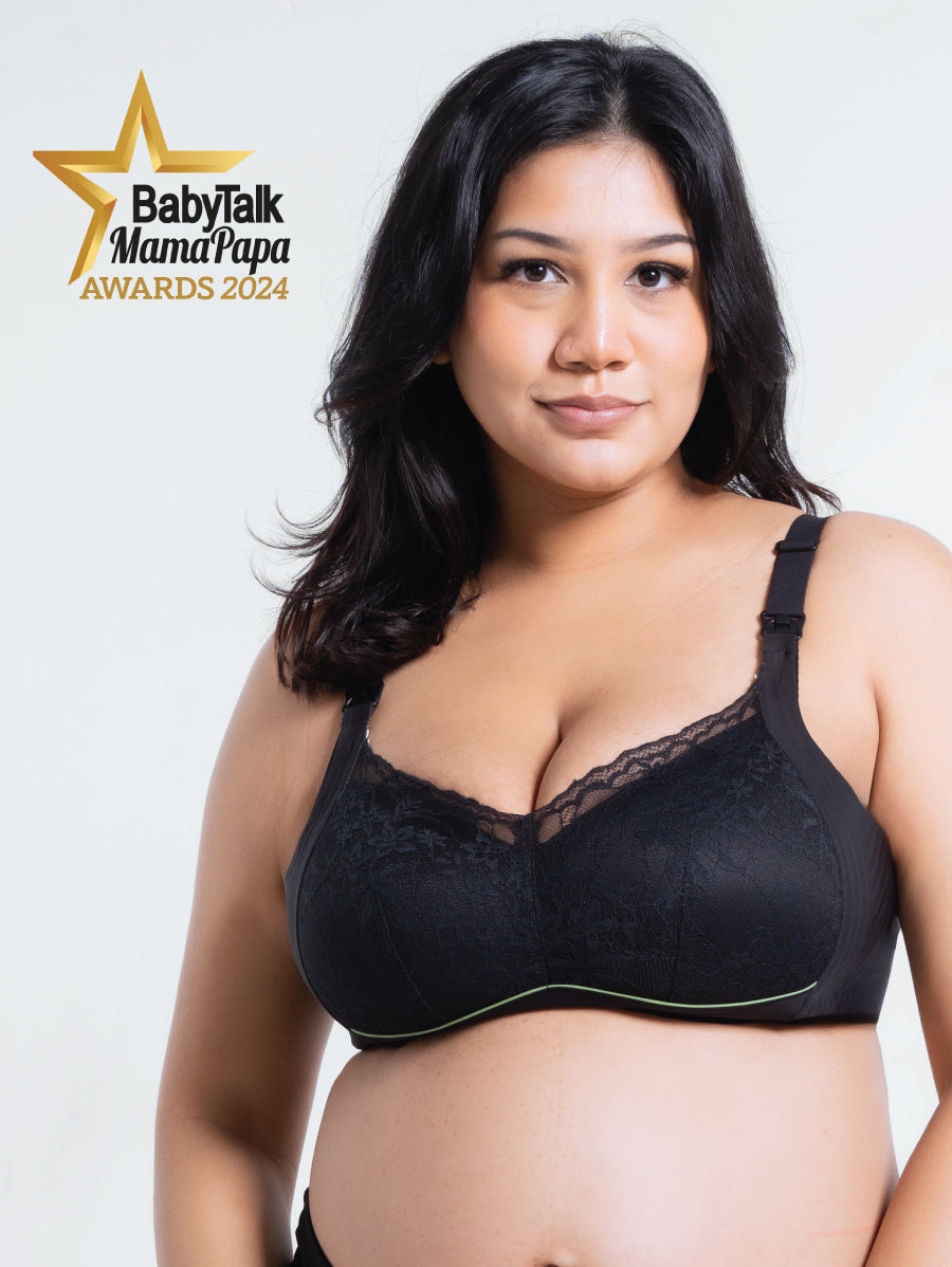 Plus Size Lace Green Tea Silicon Grip Top Open Nursing Bra