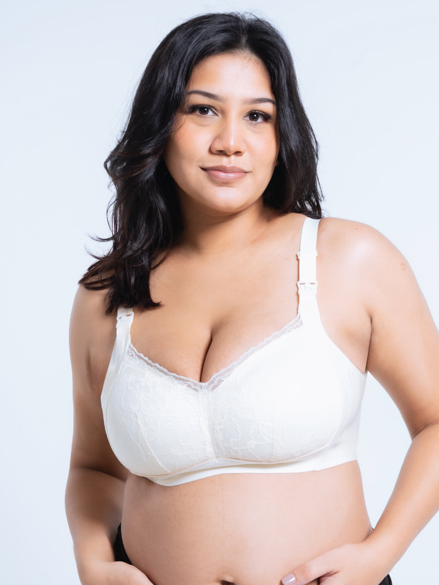 Plus Size Lace Green Tea Silicon Grip Top Open Nursing Bra