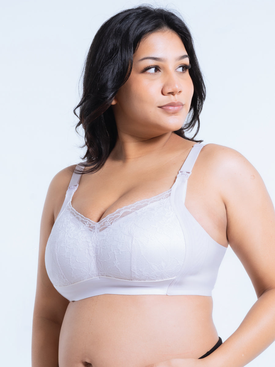 Plus Size Lace Green Tea Silicon Grip Top Open Nursing Bra