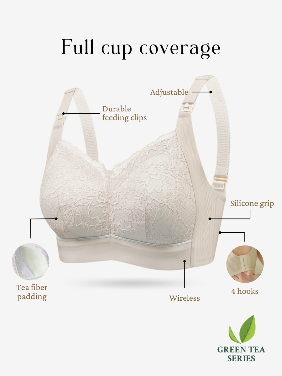 Plus Size Lace Green Tea Silicon Grip Top Open Nursing Bra