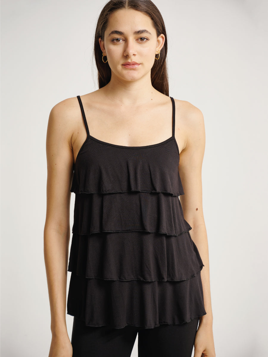Magdalena Sleeveless Layered Ruffle Hem Cami Lift Up Nursing Top