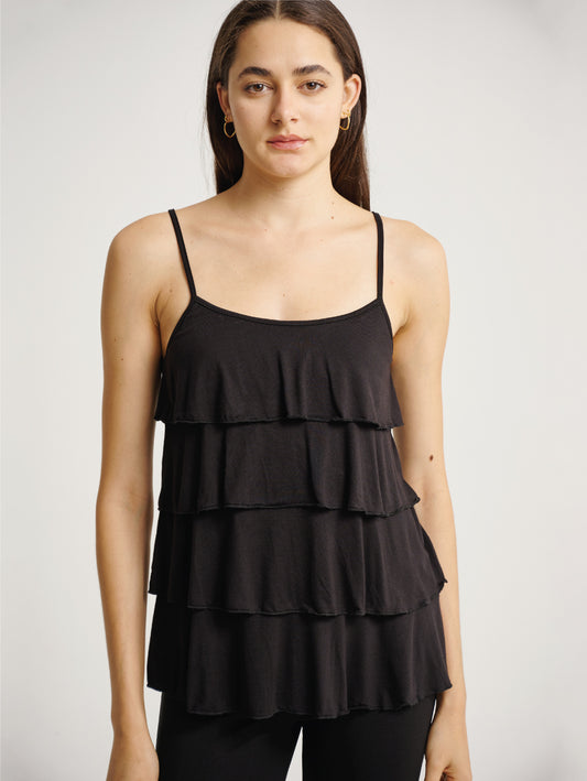 Magdalena Sleeveless Layered Ruffle Hem Cami Lift Up Nursing Top