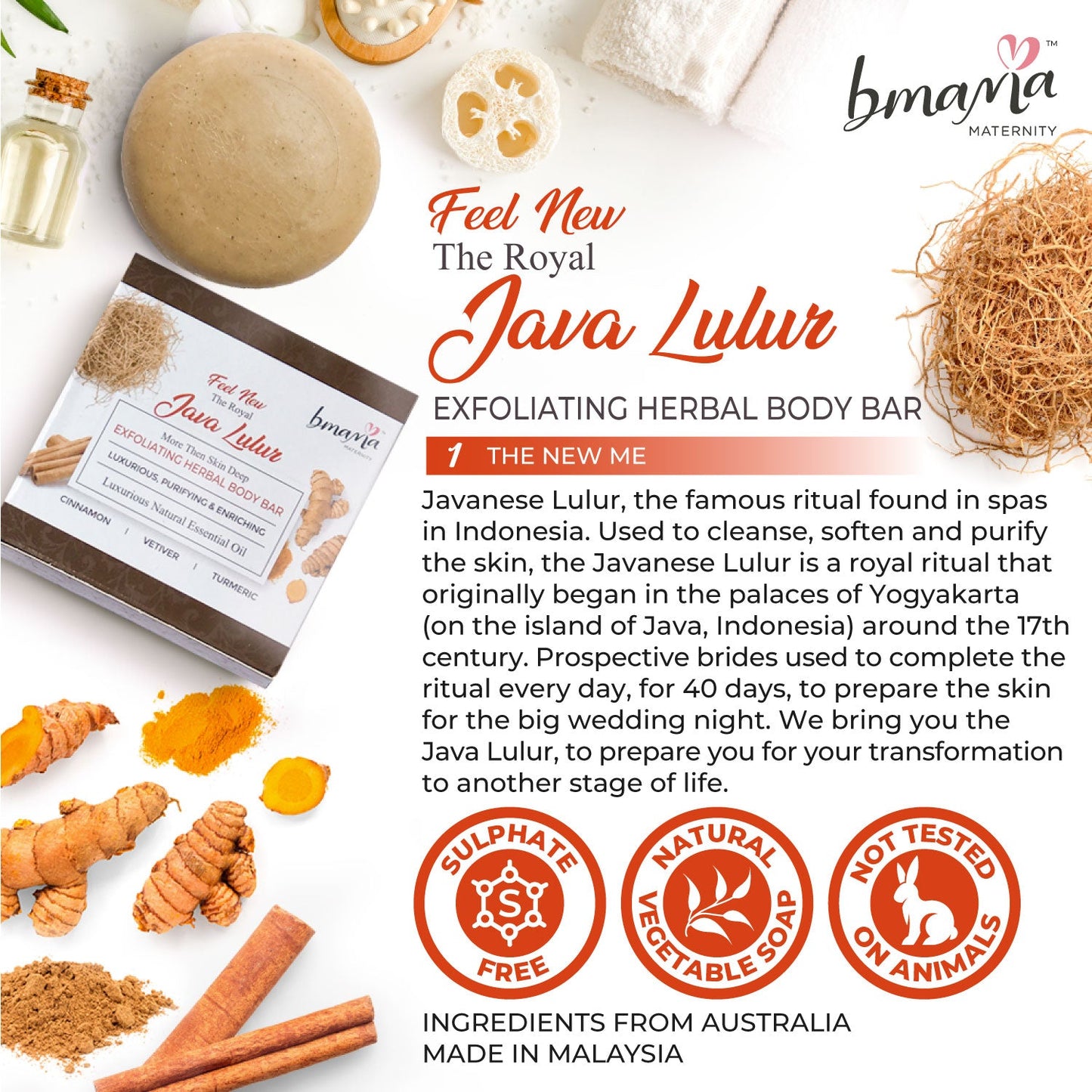Feel New The Royal Java Lulur Exfoliating Herbal Body Bar