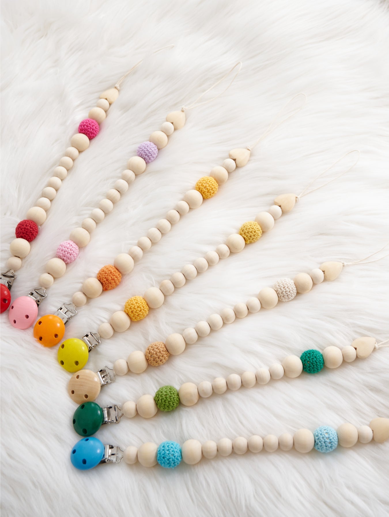 Lolli Beach Wood Pacifier Clips