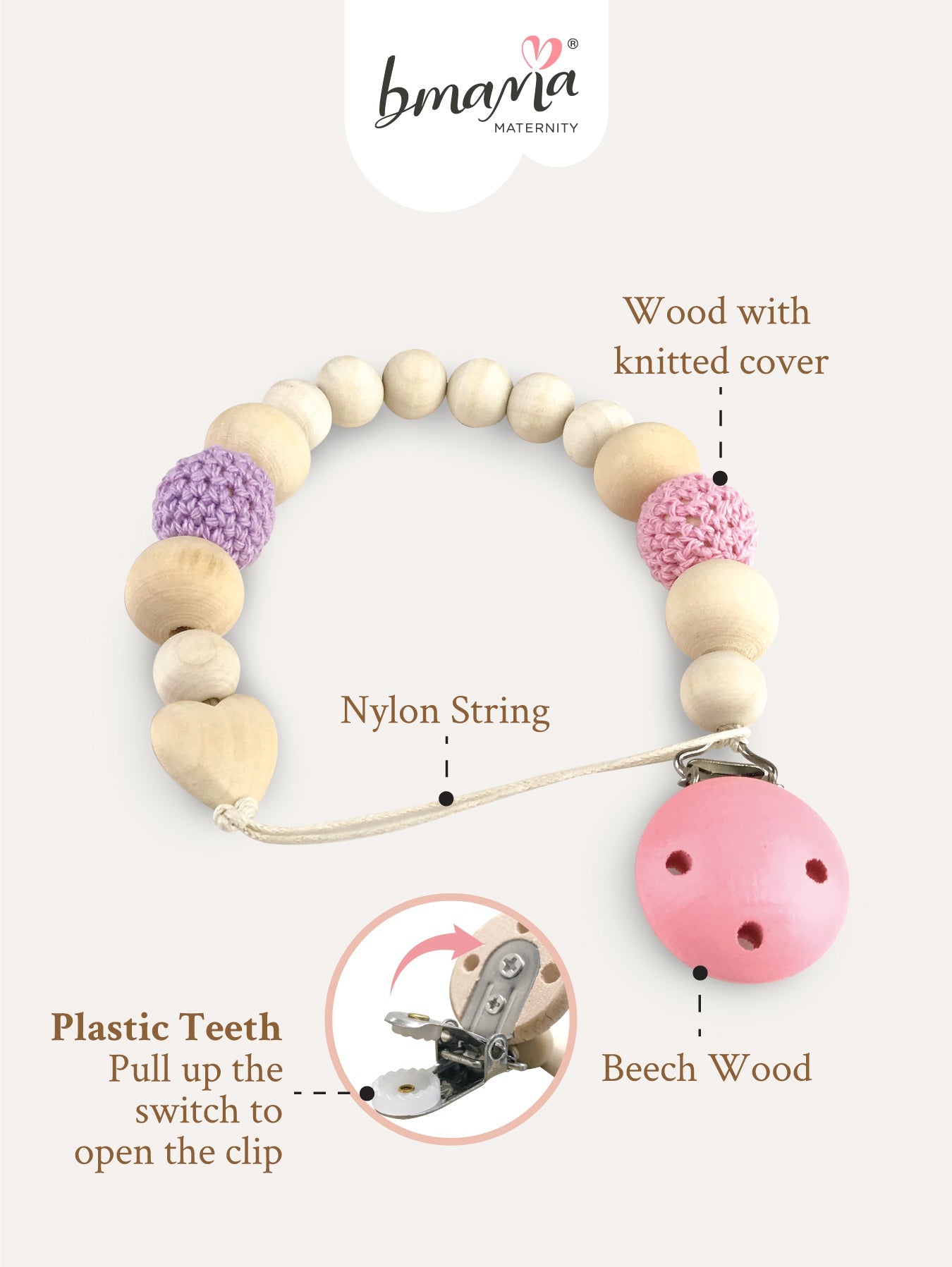 Lolli Beach Wood Pacifier Clips