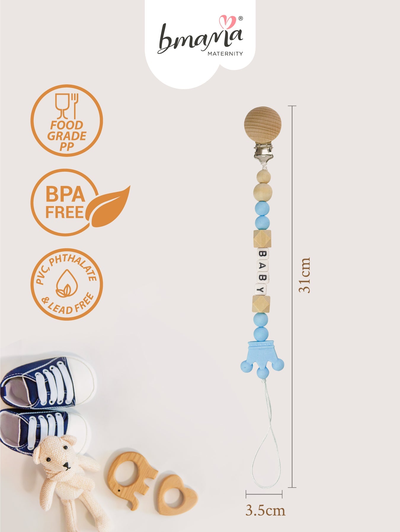 Luna Silicon Pacifier Clip