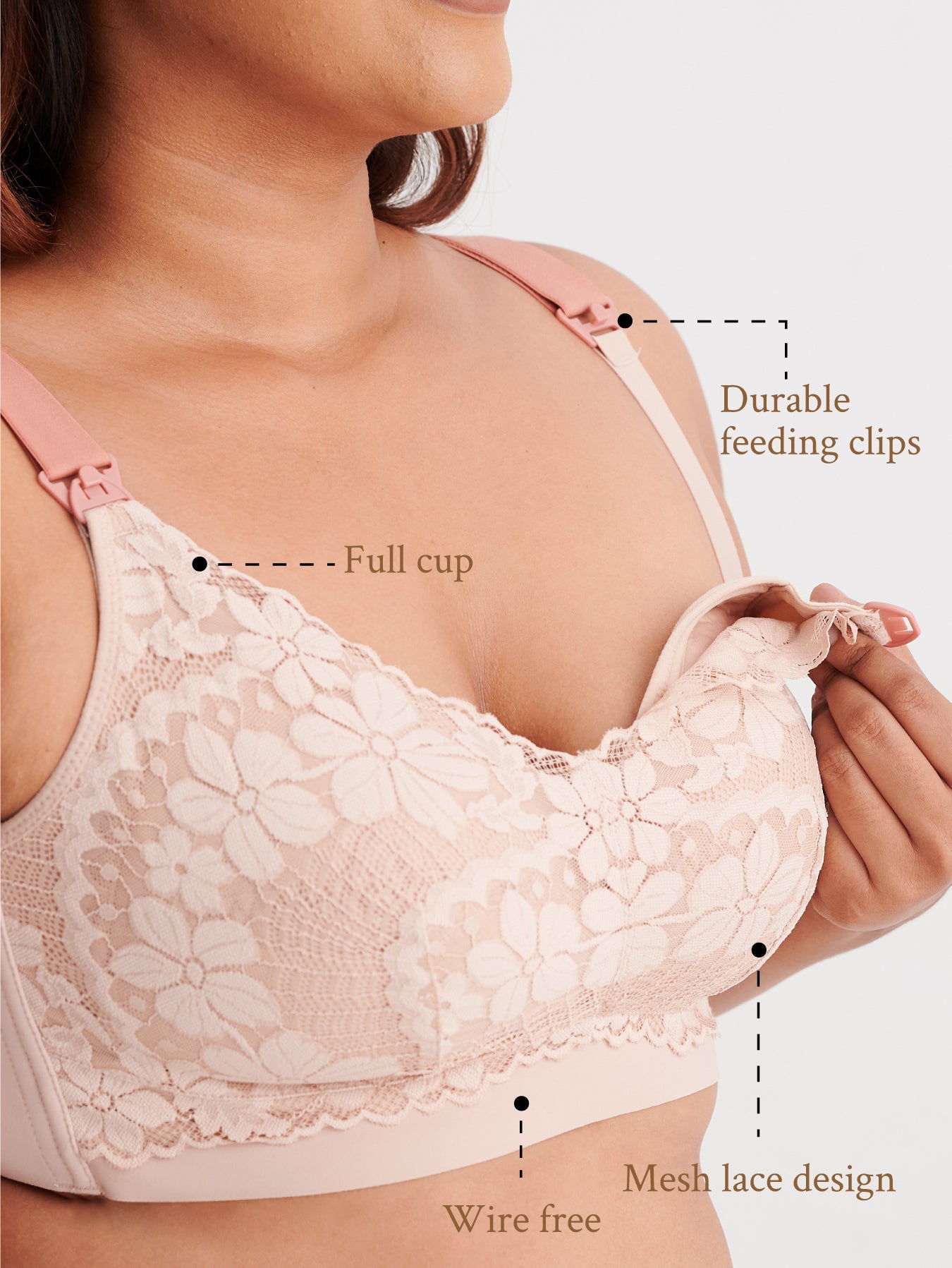 Bmama Plus Size Lace Wireless Nursing Bra