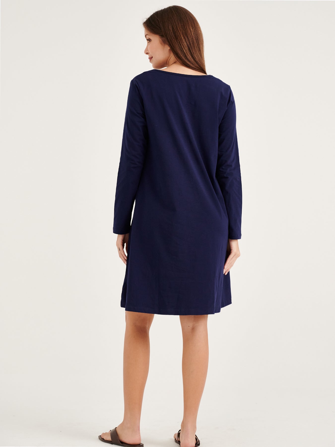 Jayvee Navy Striped V-neck Mini Dress