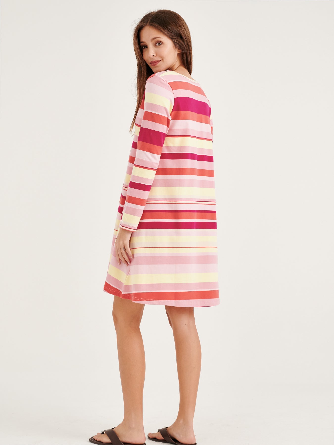 Gianni Pink Striped V-neck Mini Dress
