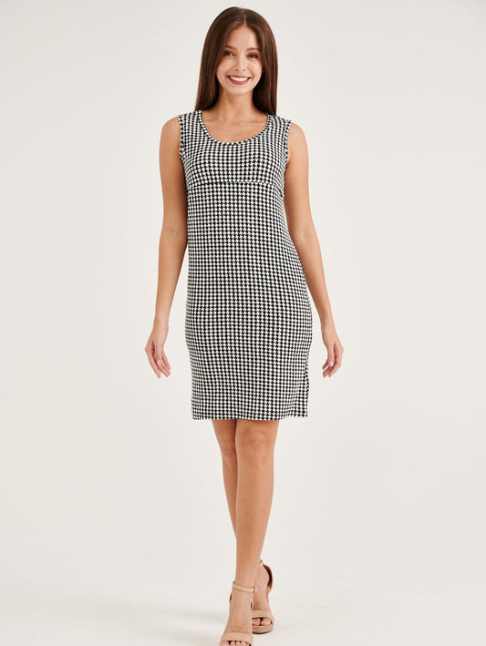 Charlotte Houndstooth Two Piece Nursing Dress with Hidden Zip Access