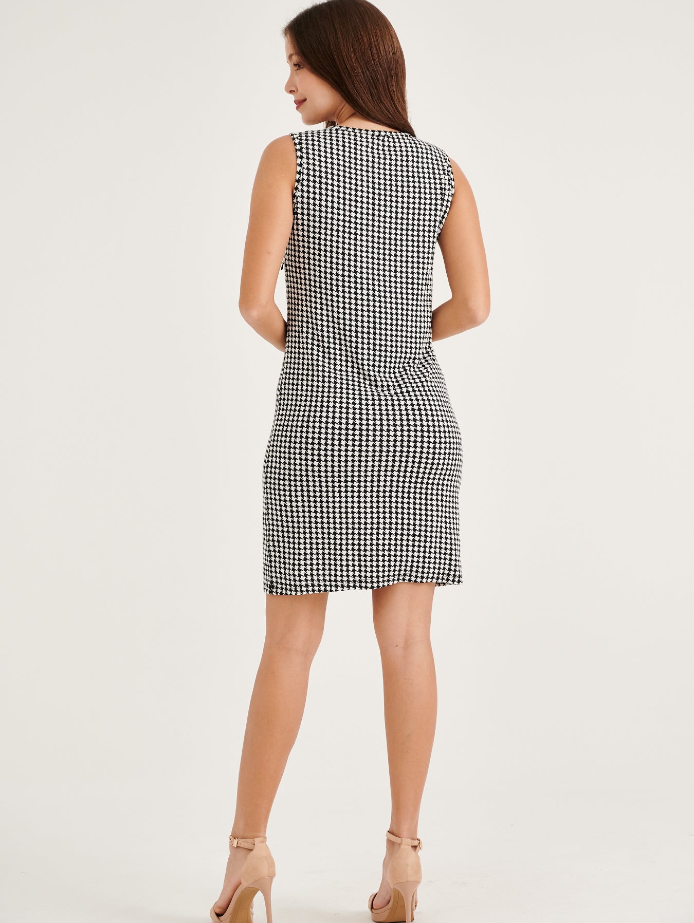 Charlotte Houndstooth Two Piece Nursing Dress with Hidden Zip Access