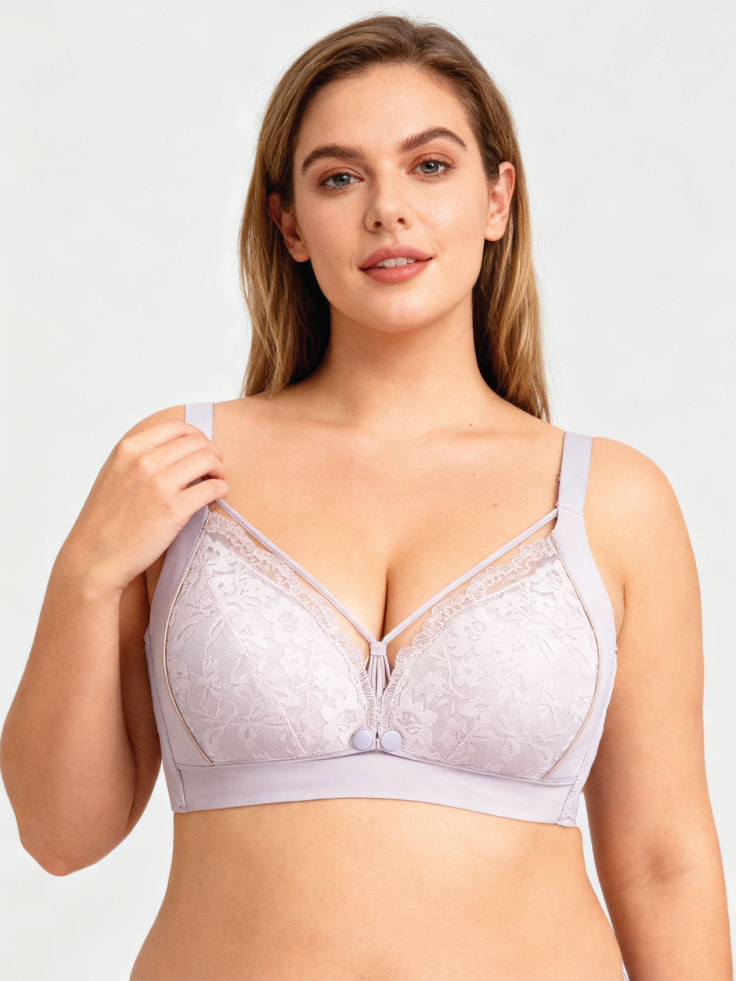 Premium Green Tea Lace Push Up Middle Button Nursing Bra