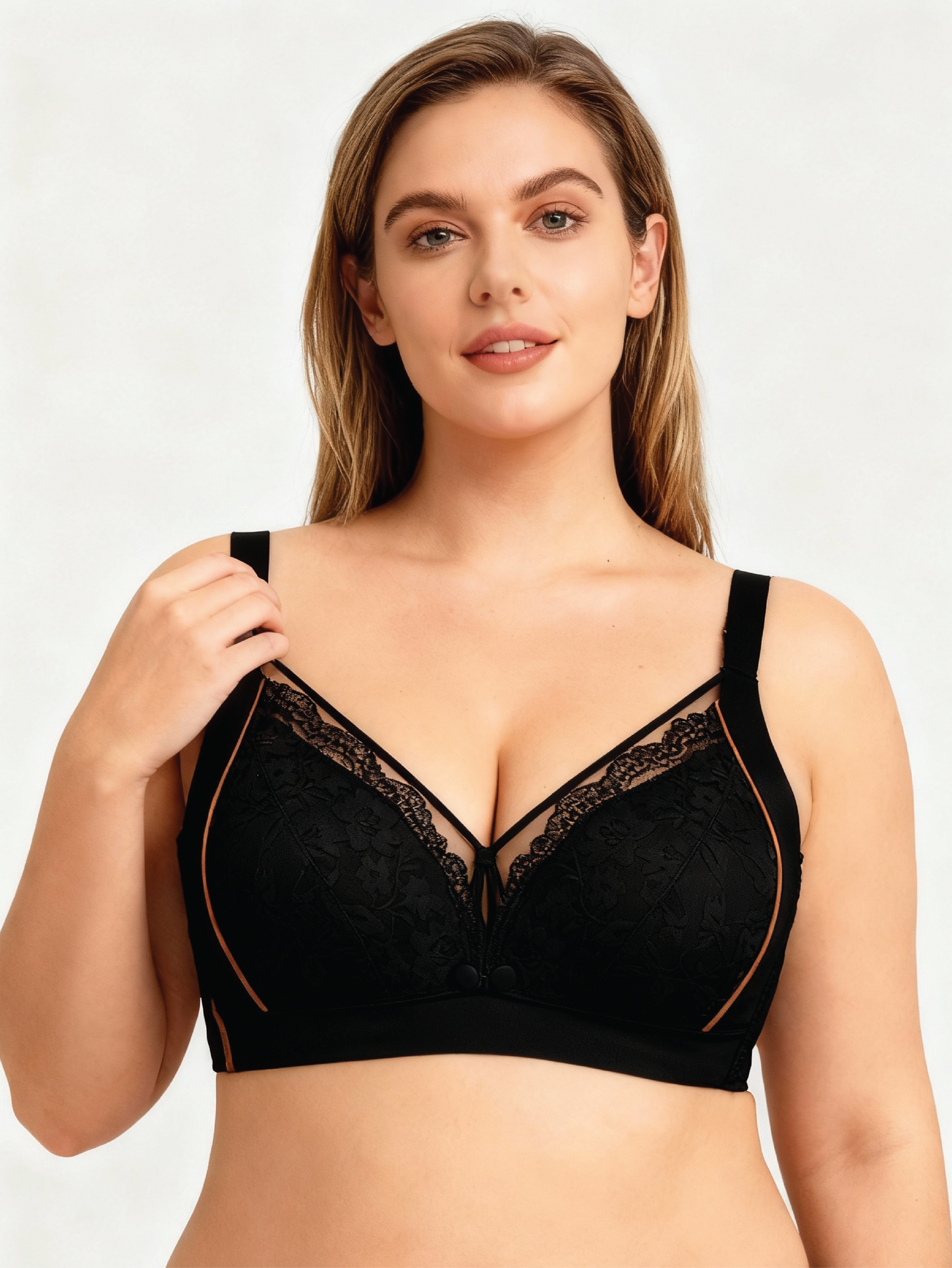 Premium Green Tea Lace Push Up Middle Button Nursing Bra