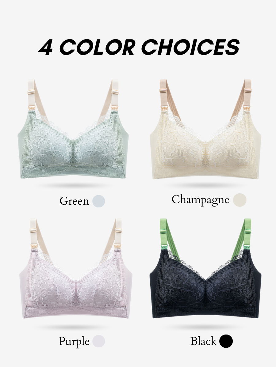 Plus Size 2-Tone Green Tea Lace Top Open Nursing Bra