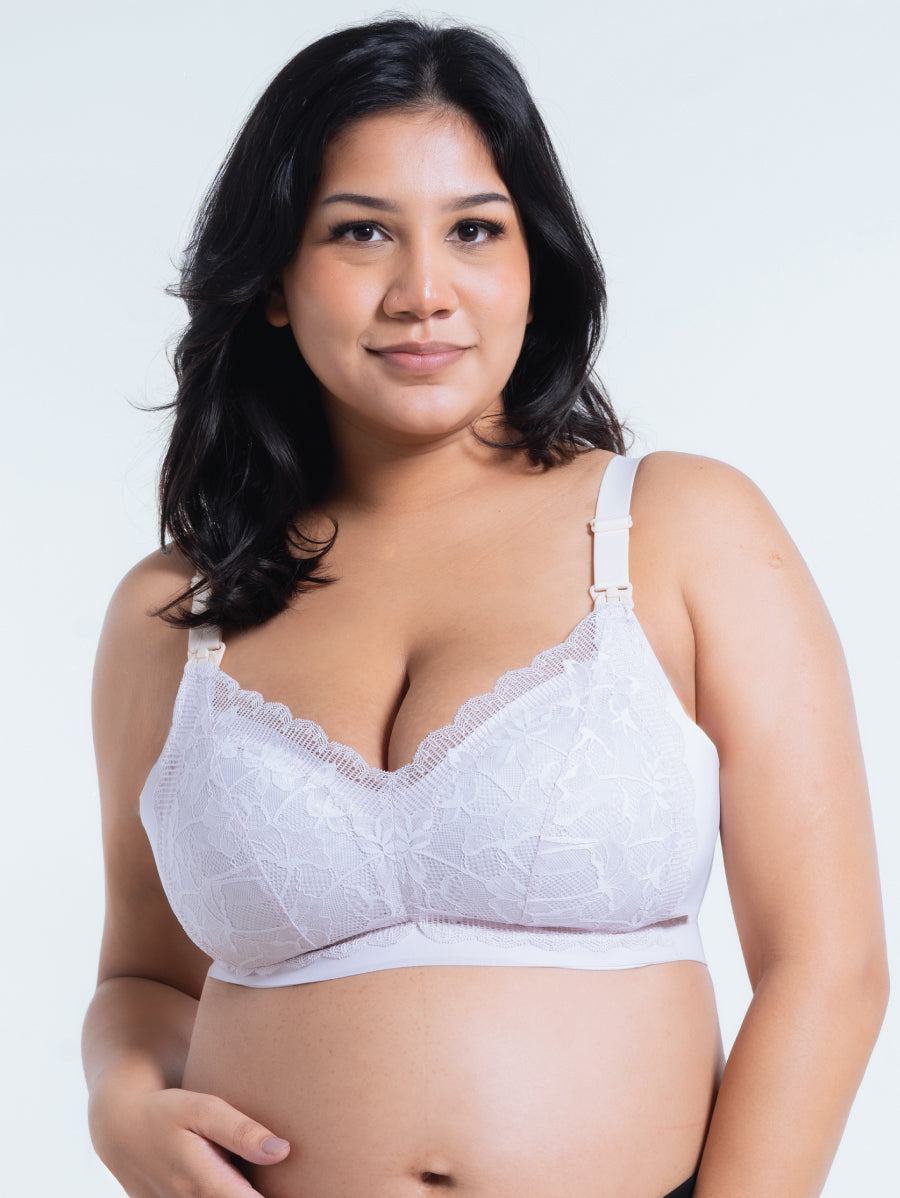 Plus Size 2-Tone Green Tea Lace Top Open Nursing Bra