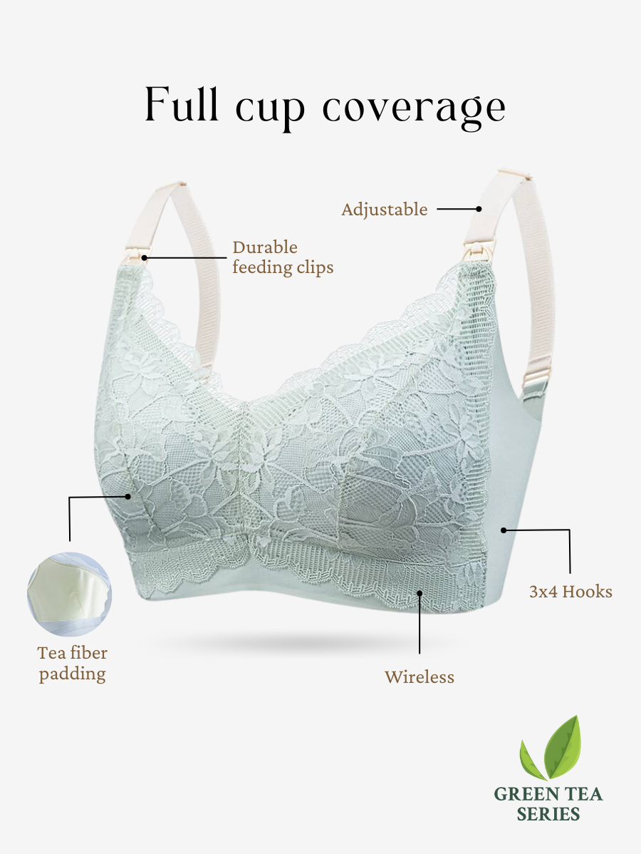 Plus Size 2-Tone Green Tea Lace Top Open Nursing Bra