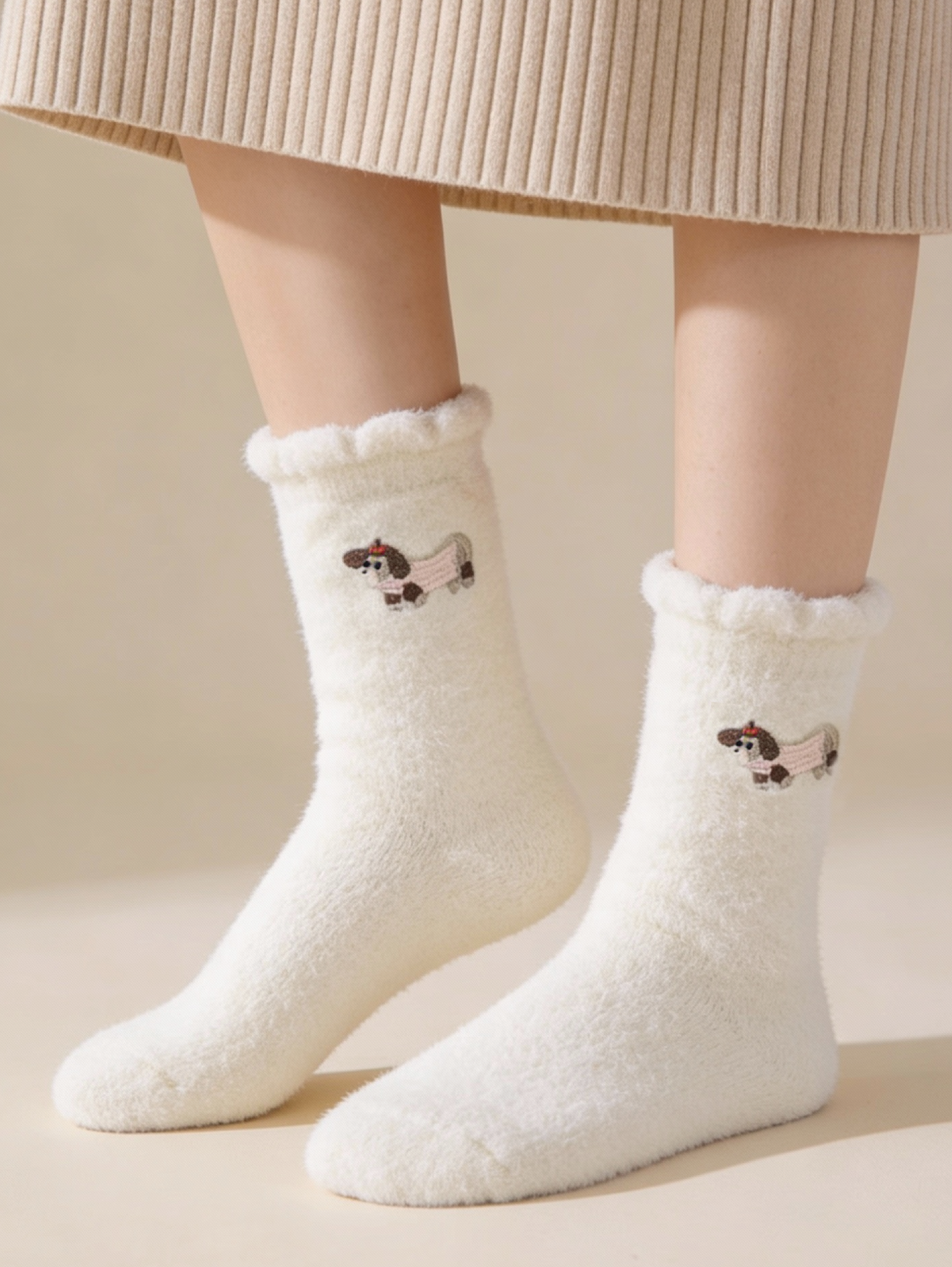 Maternity Confinement Warm Socks – Puppy Printed (1 pair)