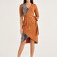 V-Neck Rib-knit Tie Nursing Brown with Leopard Printed Bodycon Dress