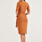 V-Neck Rib-knit Tie Nursing Brown with Leopard Printed Bodycon Dress