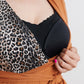 V-Neck Rib-knit Tie Nursing Brown with Leopard Printed Bodycon Dress
