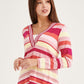 Gianni Pink Striped V-neck Mini Dress