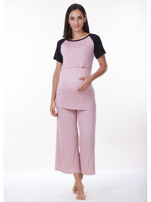 Nursing Top With Contras Diamond Pink